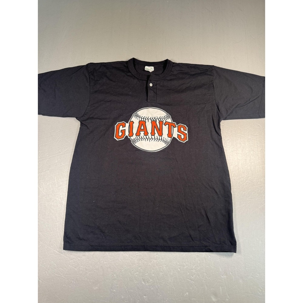 San Francisco Giants VTG Gator Shirt Mens‎ XL Black MLB Baseball Henley Graphic